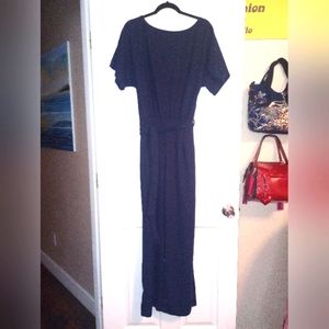 Navy pant jumpsuit with wast tie